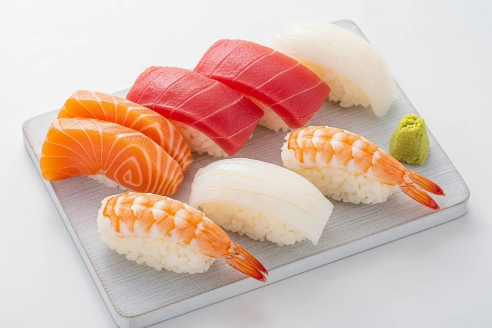 Assorted nigiri sushi with salmon and tuna at Kimiya Japanese Cuisine Roanoke Restaurant in Roanoke